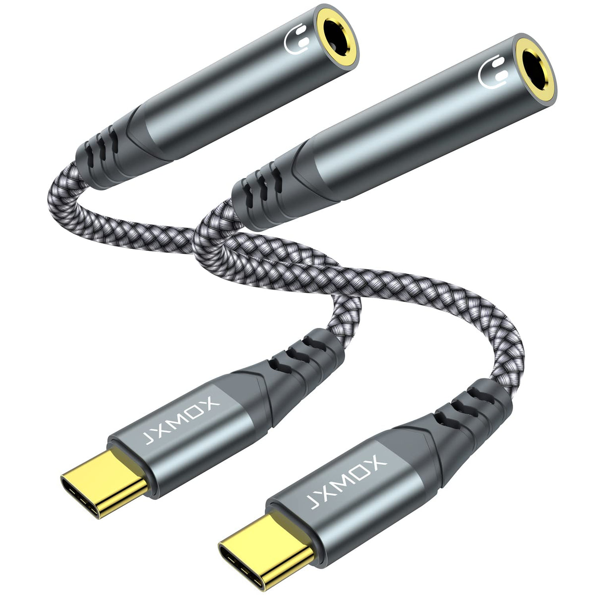 JXMOX USB Type C to 3.5mm Female Headphone Jack Adapter, USB C to Aux Audio Dongle Cable Cord Compatible with iPhone 17 Air 16 15 Pro Max, Samsung Galaxy S25 S24 S23 S22, Pixel 9 8, iPad Pro, MacBook