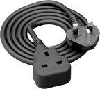 1 Meter Short Extension Lead Single Plug Socket Power Cable 13 Amp Extension Cord Electrical Socket Black