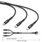 RAVIAD Multi Charger Cable 3 Packs 1.2M 3 in 1 Charging Cable Nylon Braided