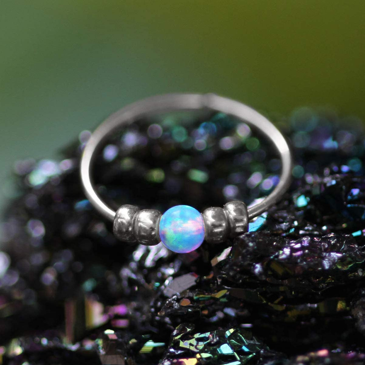 Ultra Thin Opal Nose Ring