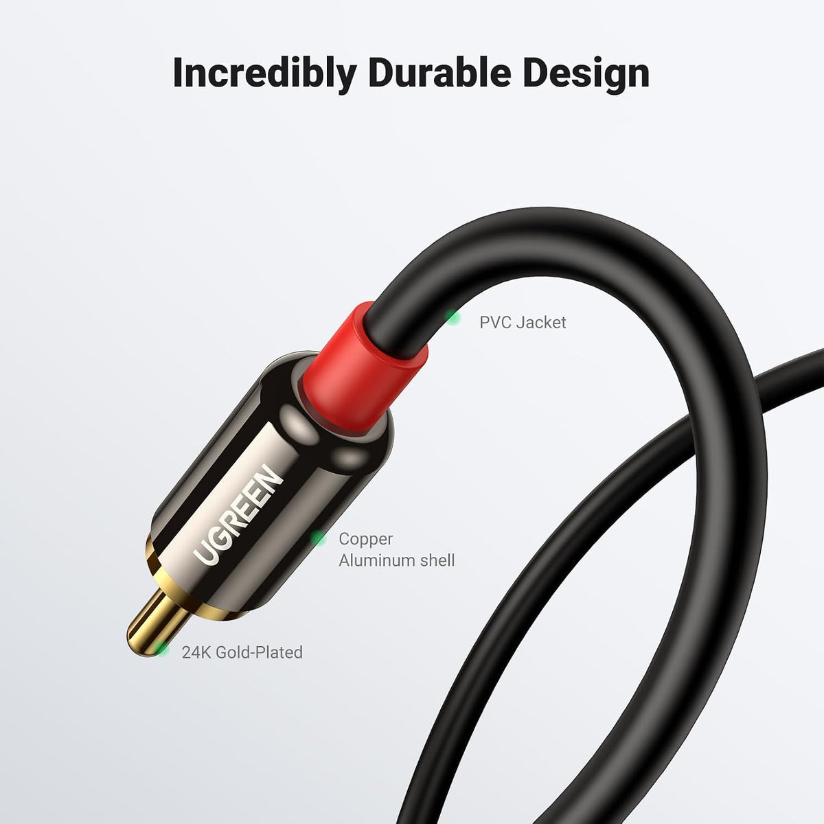 UGREEN 3.5mm to RCA Cable, 6.6FT 2RCA Male to Aux Audio Adapter, HiFi Sound
