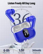 Wireless Earbuds, Bluetooth 5.4 Headphones Bass Stereo/Clear Calls, White