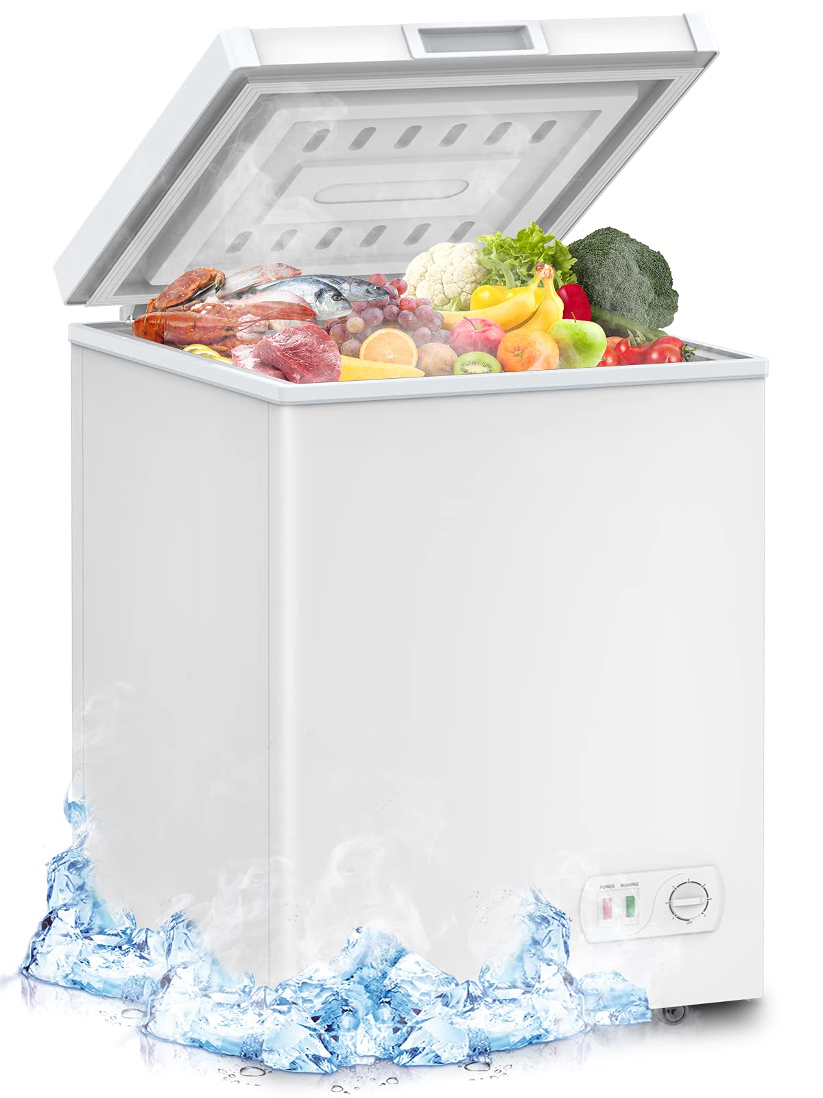 LifePlus Chest Freezer - 3.5 Cubic Feet Compact Deep Freezer Small Freezer 7 Adjustable Temperature with Removable Basket, Energy Saving Super Quiet for Garage, Office, Kitchen, or Apartment, Gray