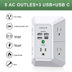 Surge Protector, QINLIANF 5 Outlet Extender with 4 USB Ports(2USB-C)