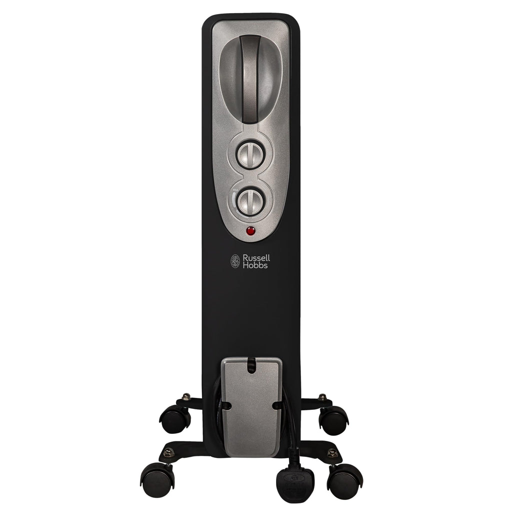 Russell Hobbs 2000W/2KW Oil Filled Radiator, 9 Fin Portable Electric Heater - White, Adjustable Thermostat with 3 Heat Settings, Safety Cut-off, 20 m sq Room Size, RHOFR5002, 2 Year Guarantee