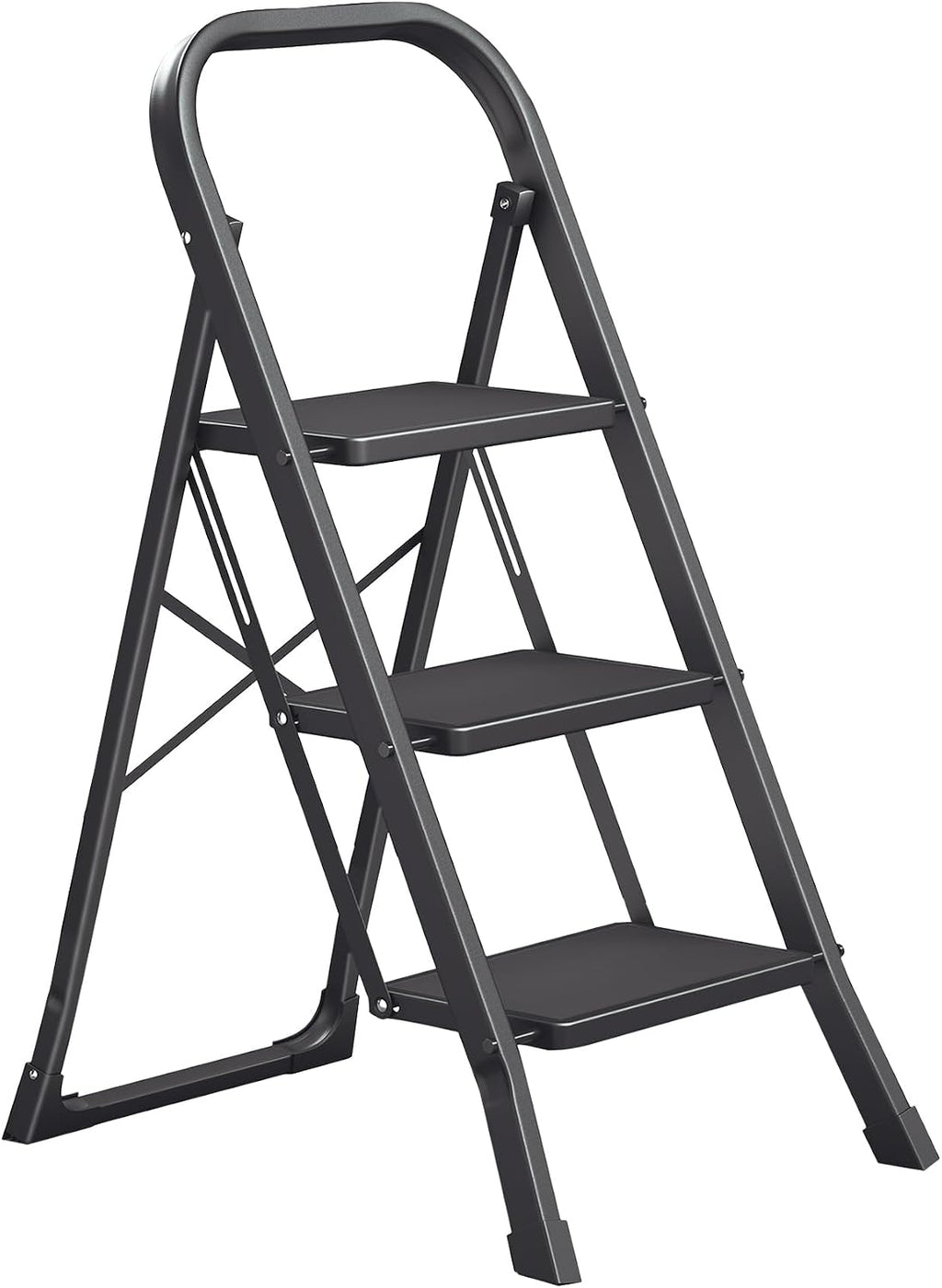 SONGMICS 3-Step Ladder, Folding Step Ladder, Safety, Holds up to 150KG