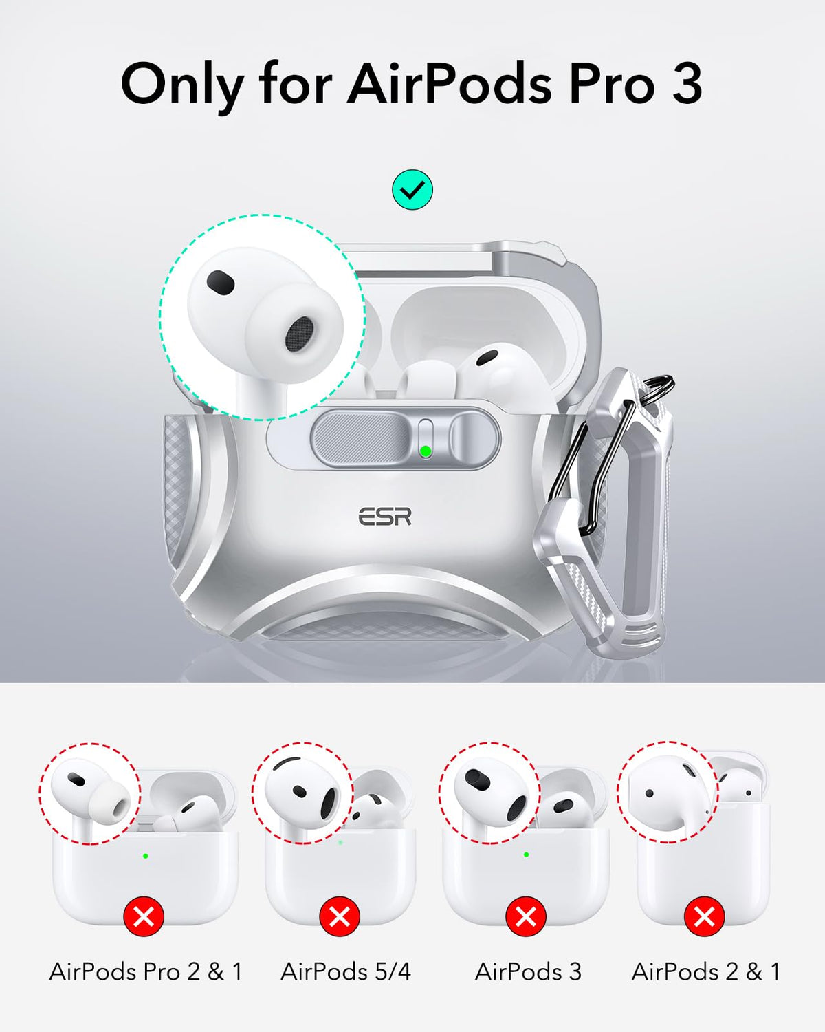 ESR for AirPods 5/4 Case, Compatible with MagSafe, Drop-Proof Lock, Black