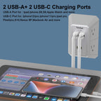 Multi Plug Wall Outlet Surge Protector with 6-Outlet & 4 USB Ports(2USB-C)