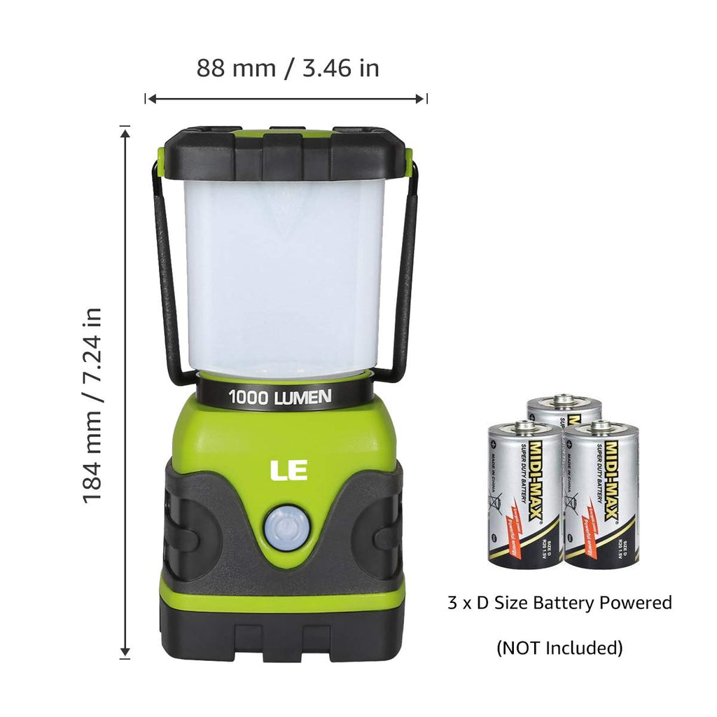 LE Camping Lantern Battery Powered, 1000lm Camping Light, Warm & Cool Lamp