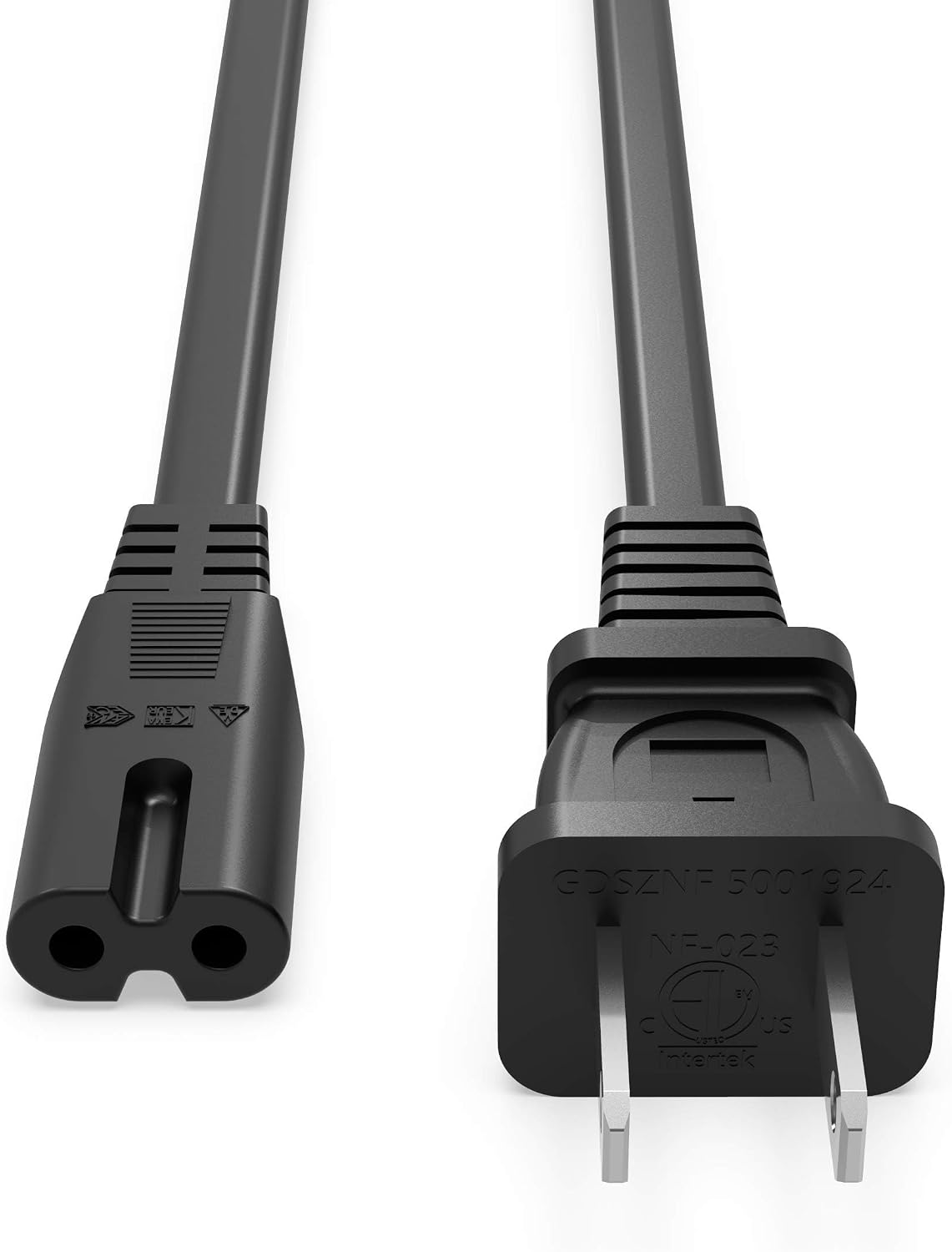 Superer 8 ft TV Power Cord Cable Fit for Samsung LG TCL Sony Apple Insignia Sharp Toshiba JVC Hisense Roku 4k 8k Smart LED LCD HD, Universal IEC C7 Figure 8 2 Prong Replacement AC Cables, ETL Listed