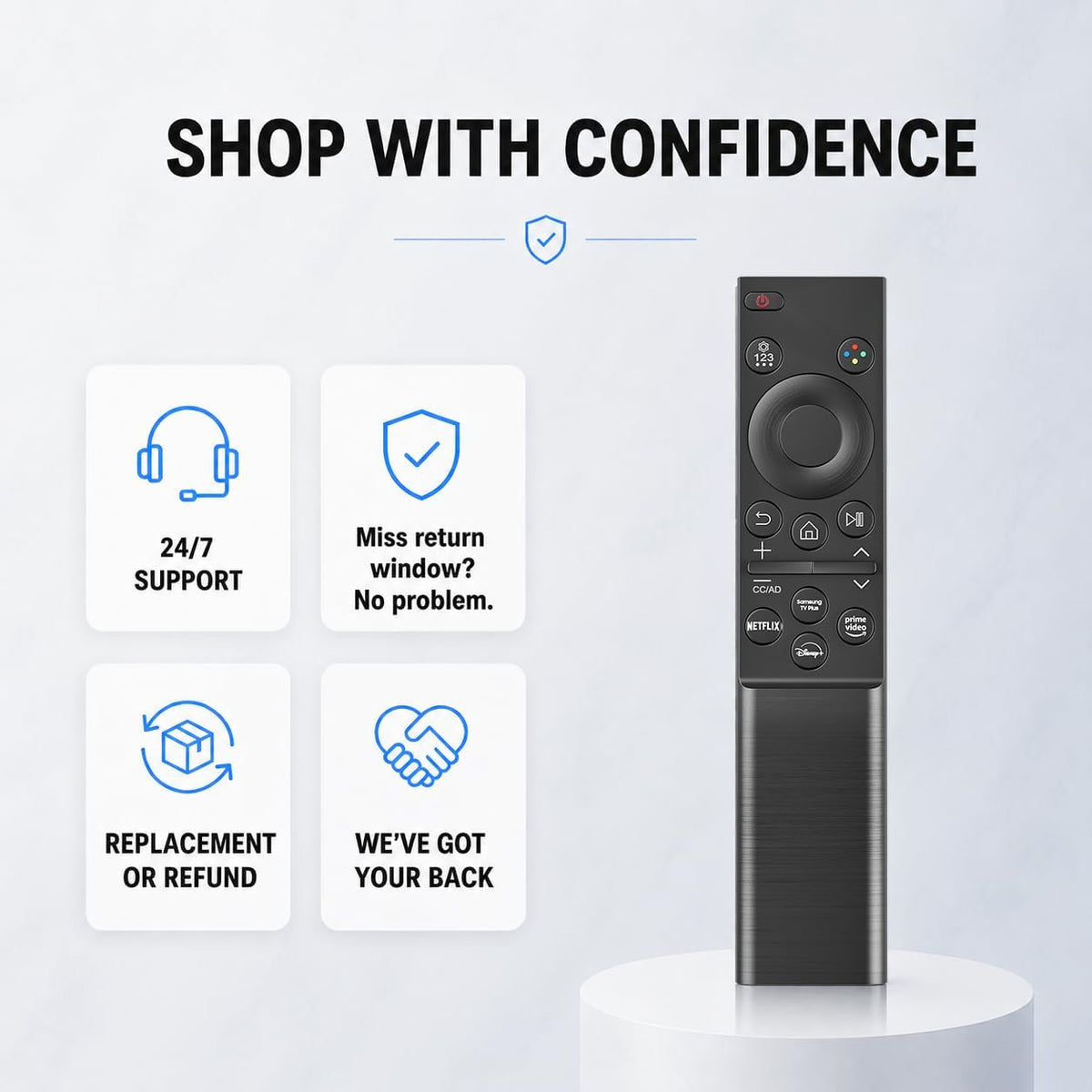 Replacement for Samsung TV Remote Control, 2-Year Warranty