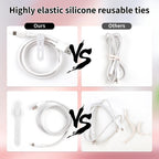 Oligei 25 Pcs Silicone Cable Ties, Cable Ties Reusable, High Elasticity Cord Wraps for Electrical Cords, Cord Organizer for Earphone, Phone Charger(Blue)