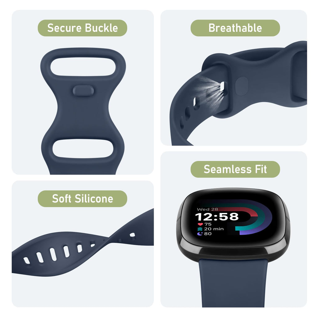 AK Straps for Fitbit Sense 2/Fitbit Sense/Fitbit Versa 4/Fitbit Versa 3 Straps for Women Men,Silicone Sport Classic Soft Replacement Straps Compatible with Fitbit Versa 3/Versa 4/Sense/Sense 2