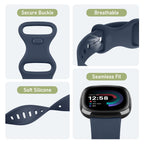 AK Straps for Fitbit Sense 2/Fitbit Sense/Fitbit Versa 4/Fitbit Versa 3 Straps for Women Men,Silicone Sport Classic Soft Replacement Straps Compatible with Fitbit Versa 3/Versa 4/Sense/Sense 2