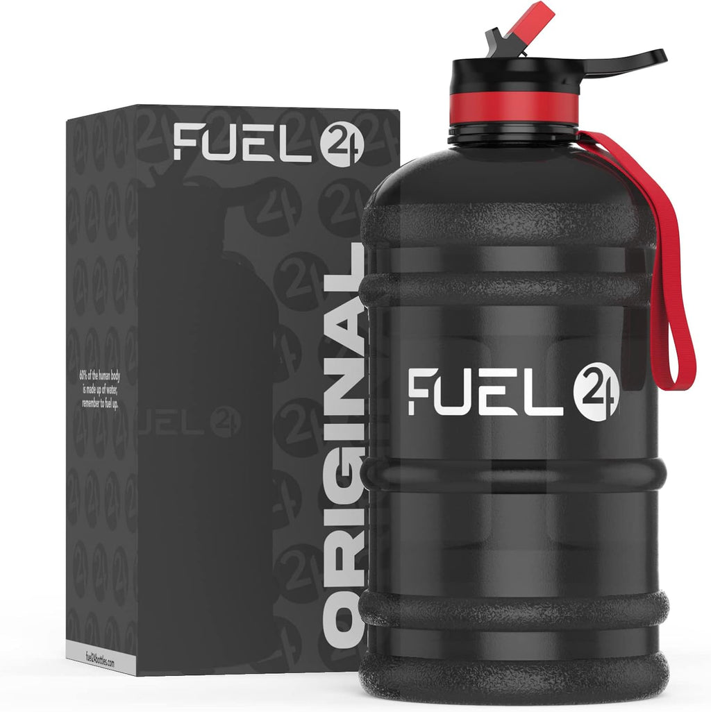 Fuel24 Jug - 2.2 Litre Water Bottle - Extra Strong Flex Material - Drop Proof, Pop or Straw Cap Options - 2.2L Large Gym Sports Bottle, BPA FREE