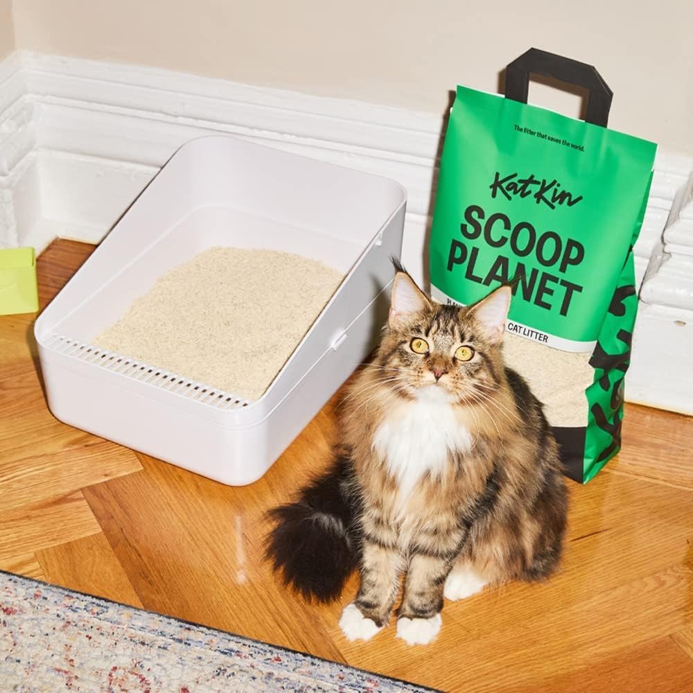 KatKin Scoop Planet Litter (2x4.5kg/12.8L bag): Plant-Based, 100% Biodegradable, Non-Tracking, Clumping Cat Litter Made With Non-Toxic, Eco-Friendly Pea fibre & Millet