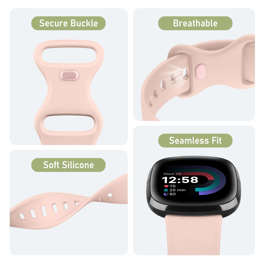 AK Straps for Fitbit Sense 2/Fitbit Sense/Fitbit Versa 4/Fitbit Versa 3 Straps for Women Men,Silicone Sport Classic Soft Replacement Straps Compatible with Fitbit Versa 3/Versa 4/Sense/Sense 2