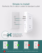 Addtam 6-Outlet Extender Surge Protector, Multi Plug Wall Outlet with 4 USB Wall Charger(PD 30W), Plug Extension Outlet with 1800J, Outlet Splitter Power Strip for Home Office, White