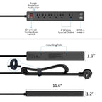 Yintar 6Ft Surge Protector Power Strip with 8 Outlets and 4 USB Ports