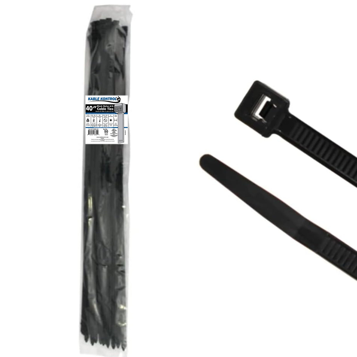 Kable Kontrol Cable Zip Ties, 4 Inch, 100 Pcs, 18lbs Test, Gray