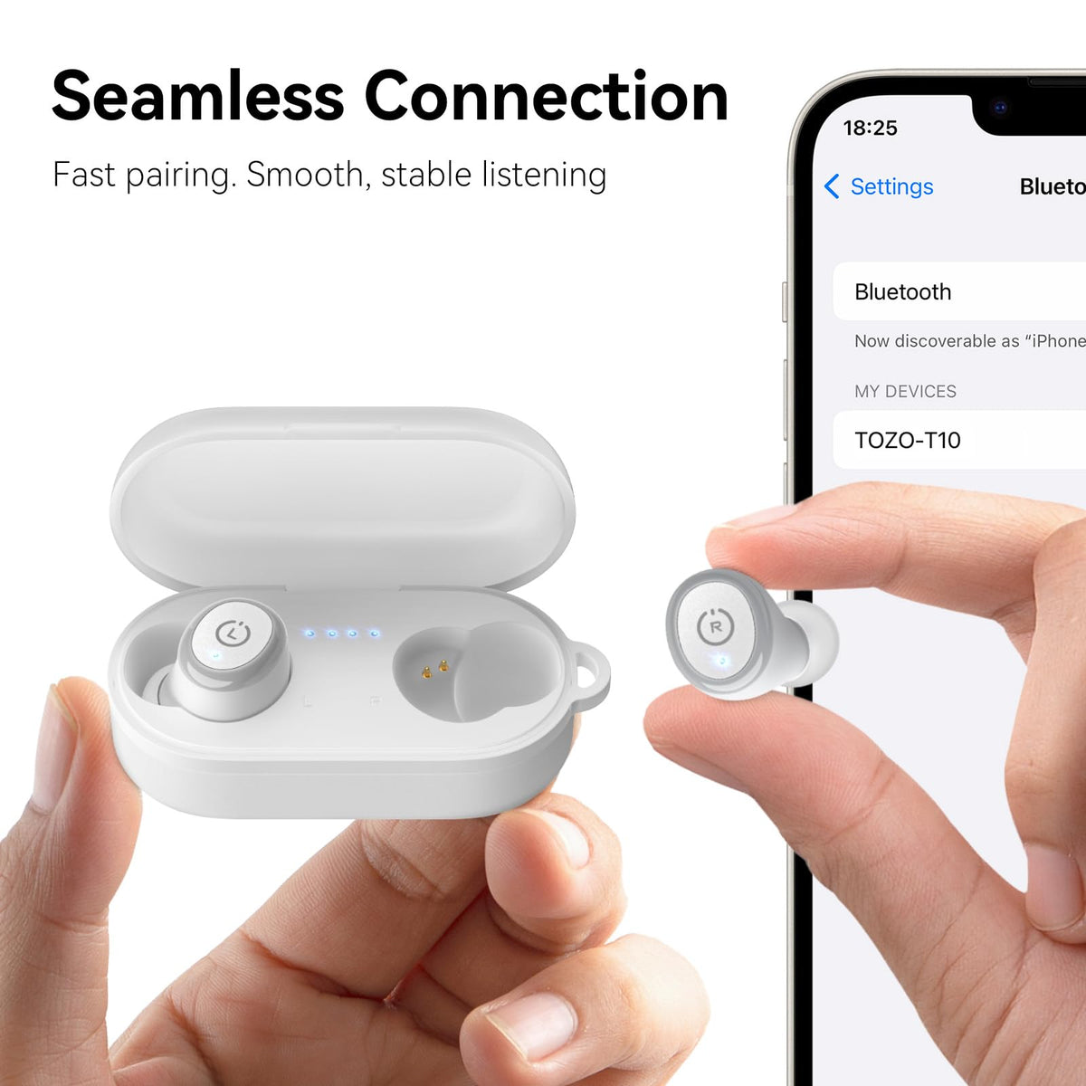 TOZO T10 Wireless Earbuds Powerful Bass Stereo Wireless Charging, APP, IPX8