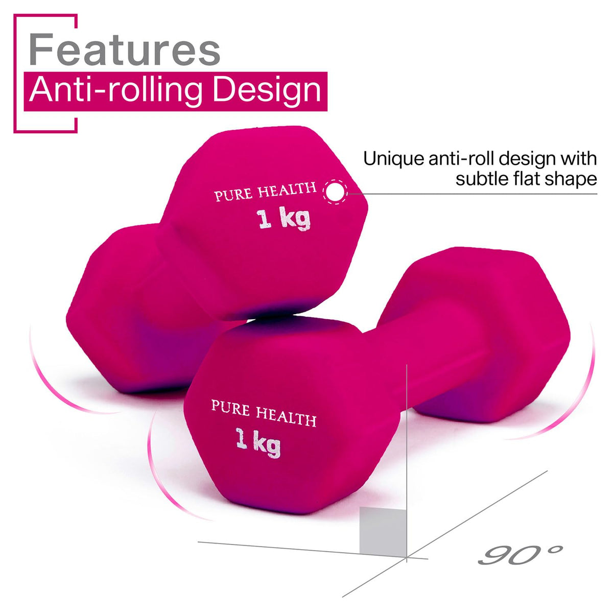 Neoprene Dumbbell Hand Weights Pair Home Exercise for Women Men Arm Pilates Dumbbells in 1kg 1.5kg 2kg 3kg 4kg 5kg 8kg 10kg Set