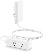 Olcorife Flat Extension Cord with Outlet Cover, Flat Plug Power Strip with 6 Outlets and 3 USB Ports, 8 FT Cord Hidden Outlet Extender for Tight Spaces