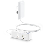 Olcorife Flat Extension Cord with Outlet Cover, Flat Plug Power Strip with 6 Outlets and 3 USB Ports, 8 FT Cord Hidden Outlet Extender for Tight Spaces