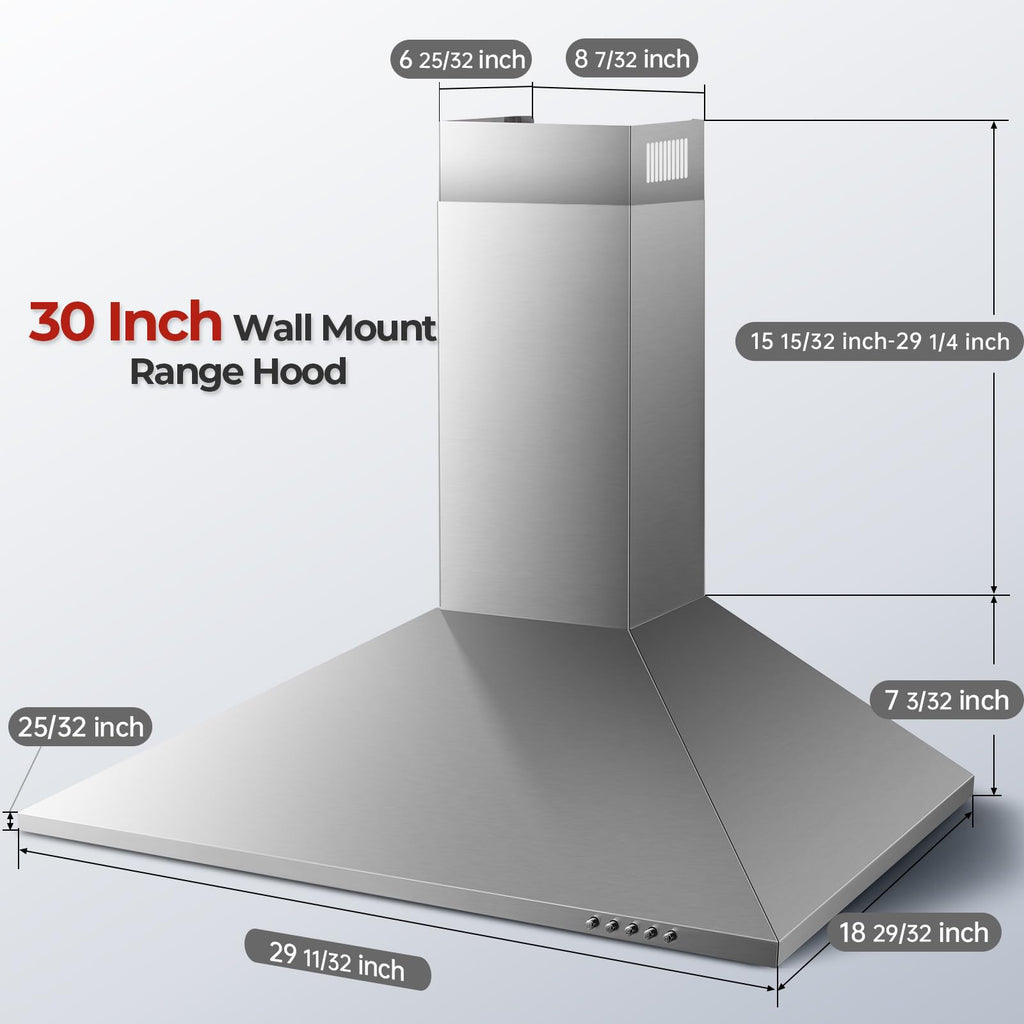 24 inch Range Hood, Ducted/Ductless Range Hood 450CFM, Wall Mount