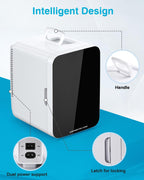 Antarctic Star Compact Mini Fridge, 10L Portable Small Refrigerator, 2.6 Gal Desktop Fridge with AC/DC Adapters, Small Cosmetics Cooler for Beverage, Food, Makeup, Bedroom, Office, Dorm, Black