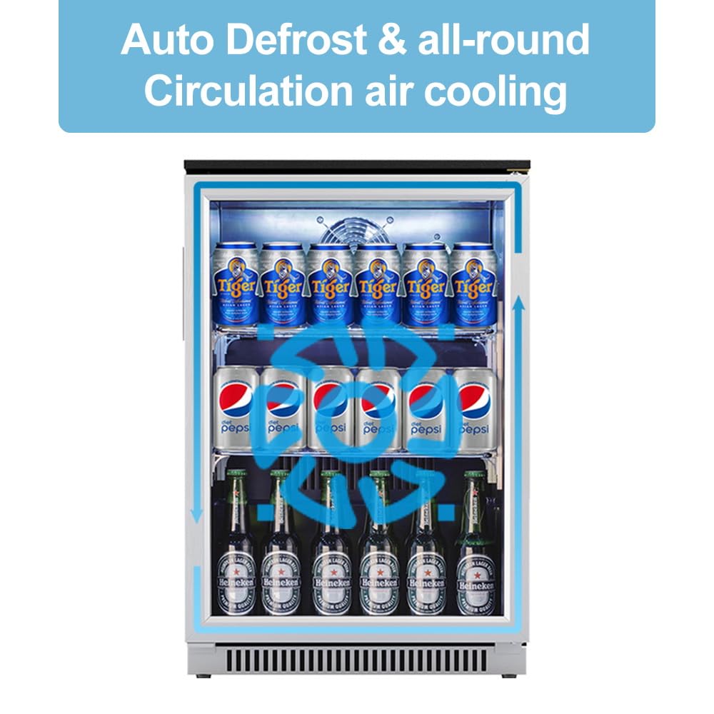 Weili 20 Inch Under Counter Beverage Refrigerator with Glass Door, 120 Can