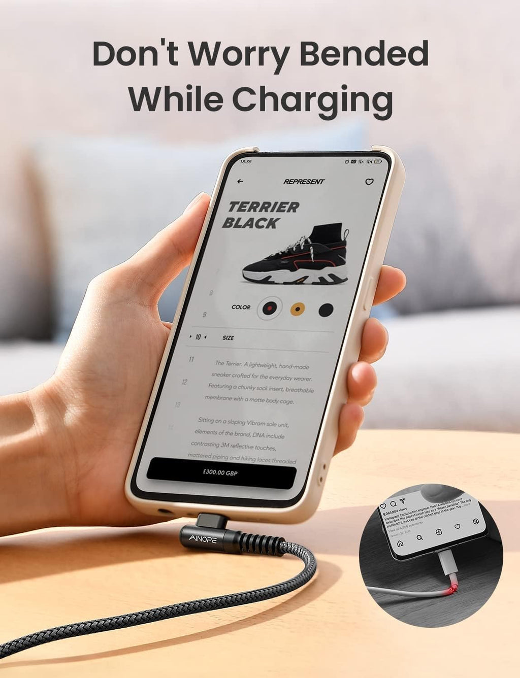Samsung USB C Charger Cable, 2 Pack 2M Fast Charge, Right Angle Nylon Braided Type C Cable Compatible with S10 S9, Huawei, Google Pixel, Sony Xperia, LG