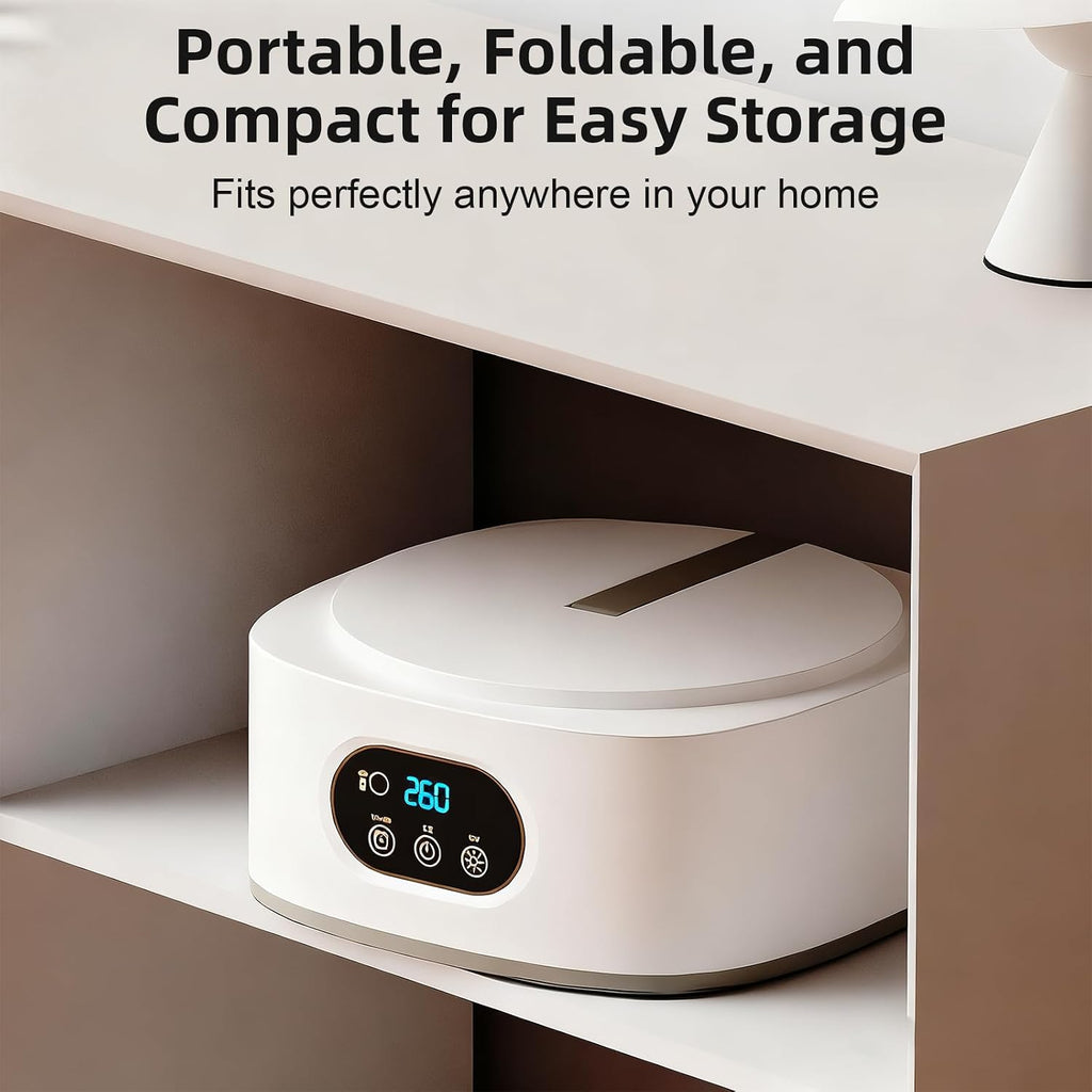 Portable Clothes Dryer, Compact & Foldable Electric Drying Machine for Home, Travel & RV, with Remote Control and Carry Bag