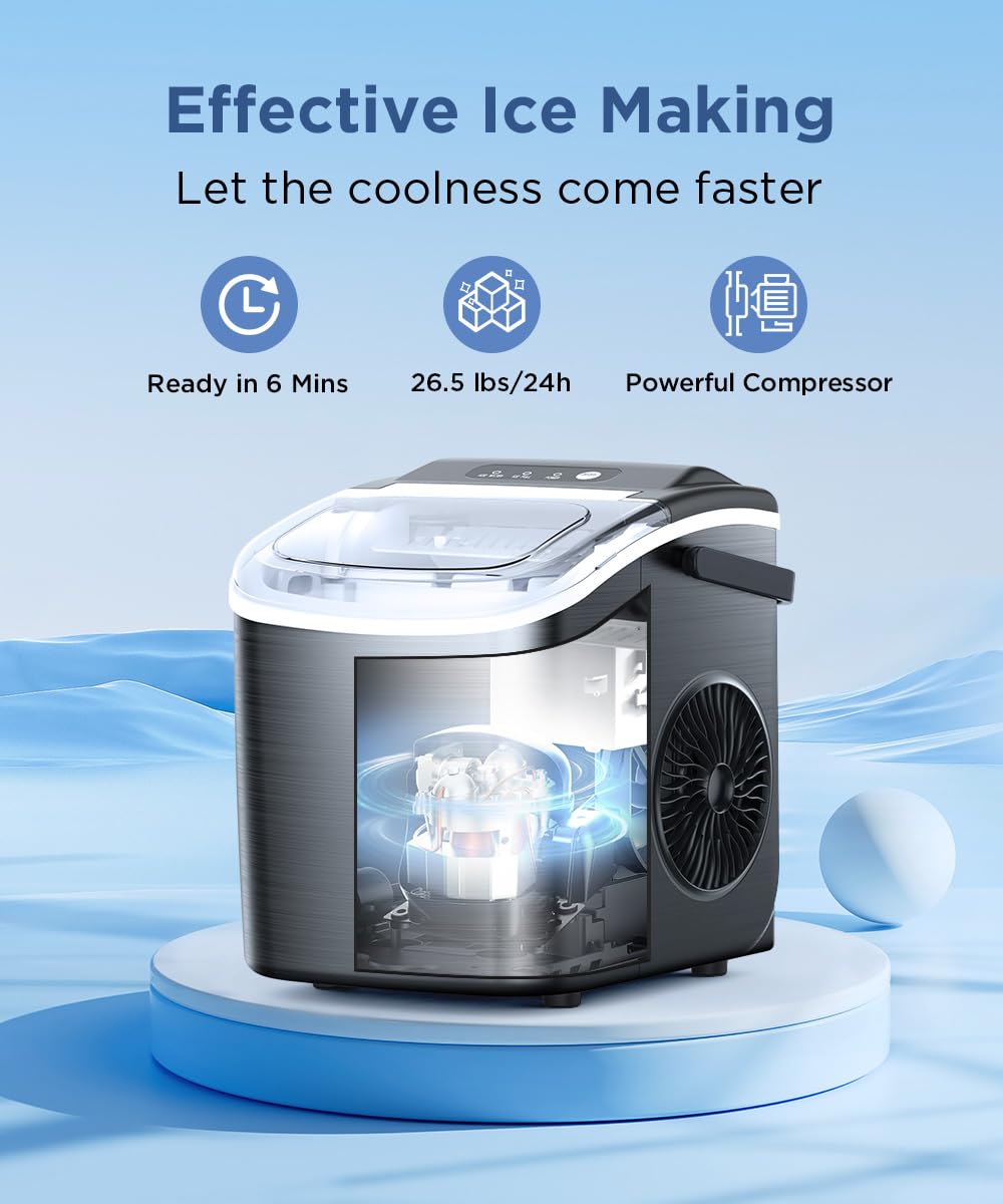 COWSAR Nugget Countertop Ice Maker, Automatic Ice Dispenser, 33 lbs/Day Chewable Pellet Ice Machine with Self-Cleaning & Measured Dispensing, Portable Ice Maker for Home, Kitchen, Office