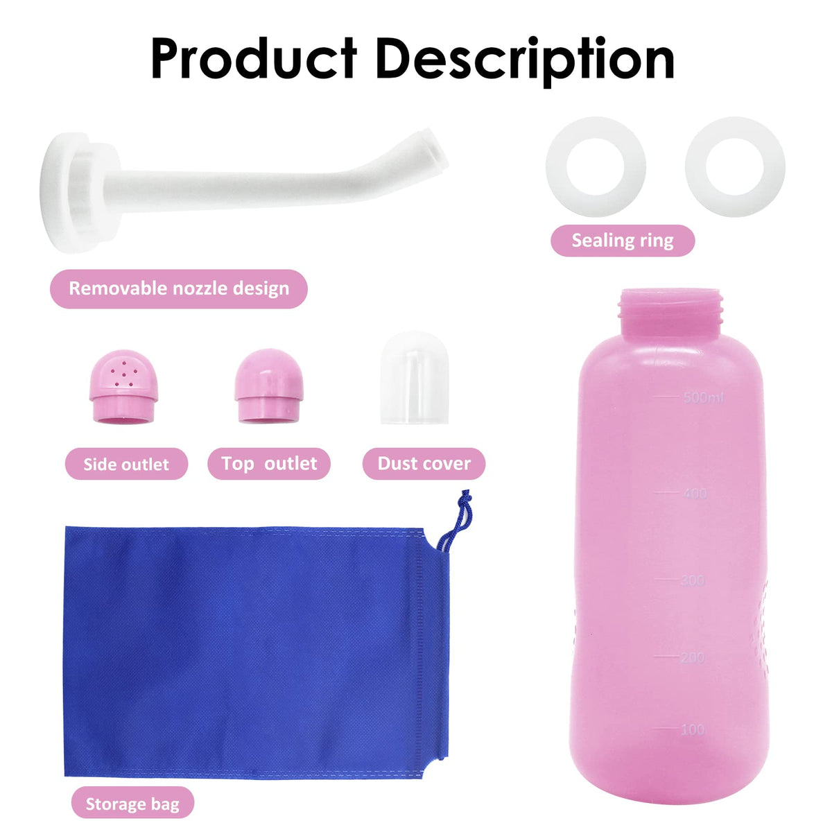 Portable Bidet 2 Pack, RUFCRIL 500ml Peri Bottle Postpartum, Boilable TPE