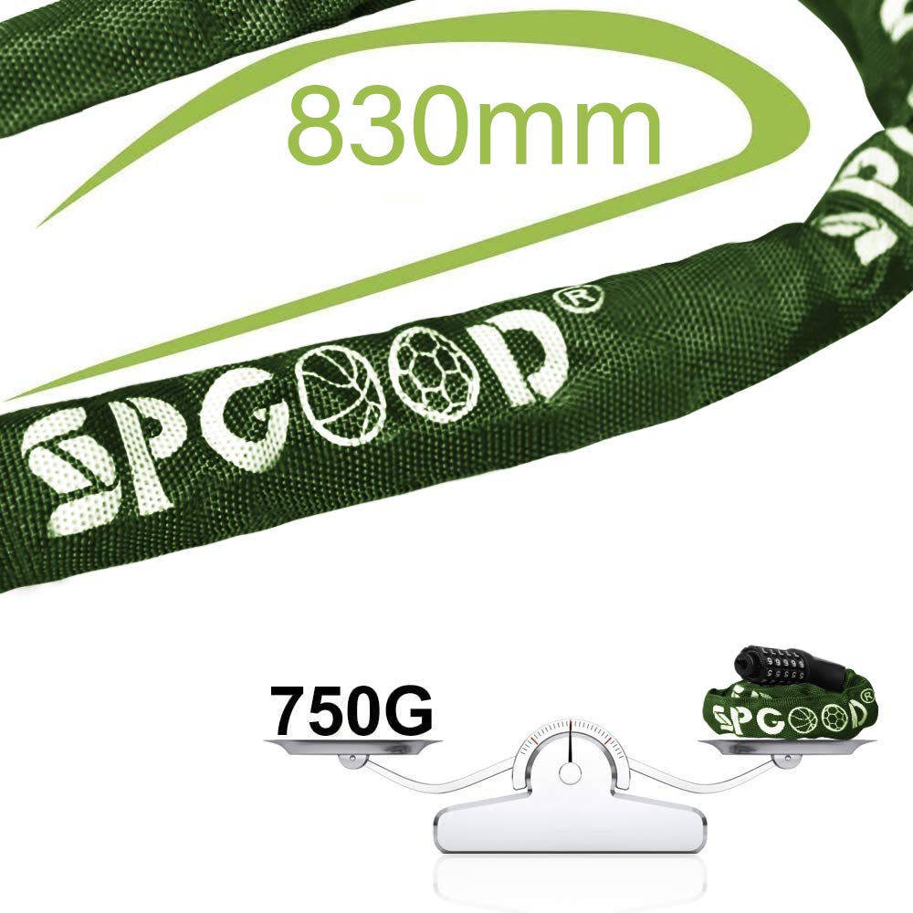 SPGOOD Bike Lock with Combination, Bicycle Lock with Chain(Camouflage)