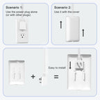 CABOCASA 3FT Flat Plug Extension Cord Power Strip 3 Outlets White Upward