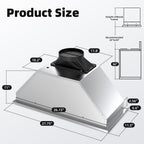 Range Hood Insert 30 inch,Stainless Steel Kitchen Vent Hood 600CFM,Built-in Kitchen Stove Hood w/Front Button Controls and Front LED Lights,Baffle Filters,Ducted/ductless Convertible Duct