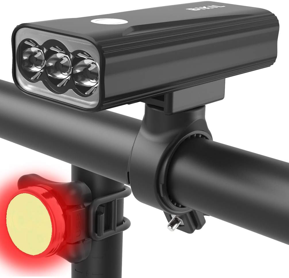 BIKIL Bike Lights Set Front and Back, USB C Rechargeable 6400 mAh Super Bright 2400 Lumen Bicycle light,Easy to Install Bike Headlight and Taillight Combinations,Road and Mountain Cycling Light