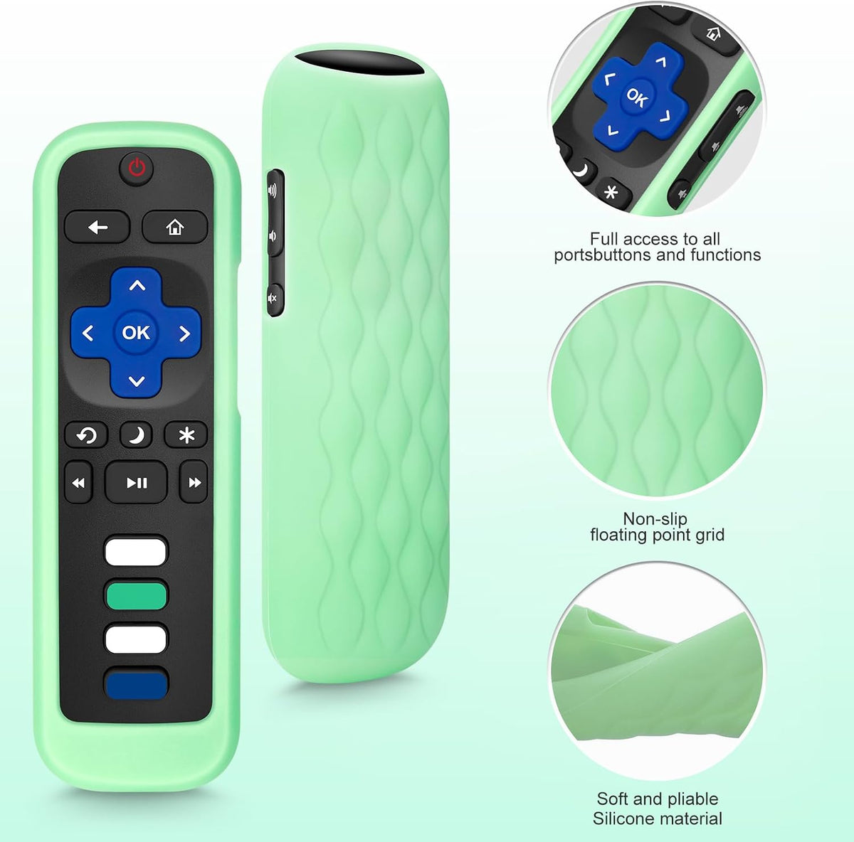 for Roku-Remote-Cover,Glow in The Dark Silicone Protective Case