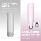 Stainless Steel Insulated Water Bottle, WATERSY Double Walled Metal Vacuum Flask Keep 24 Hrs Cold & 12 Hrs Hot Thermal Metal Sports Bottles 500ml BPA Free for Outdoor, Work, Gym, School (Black)