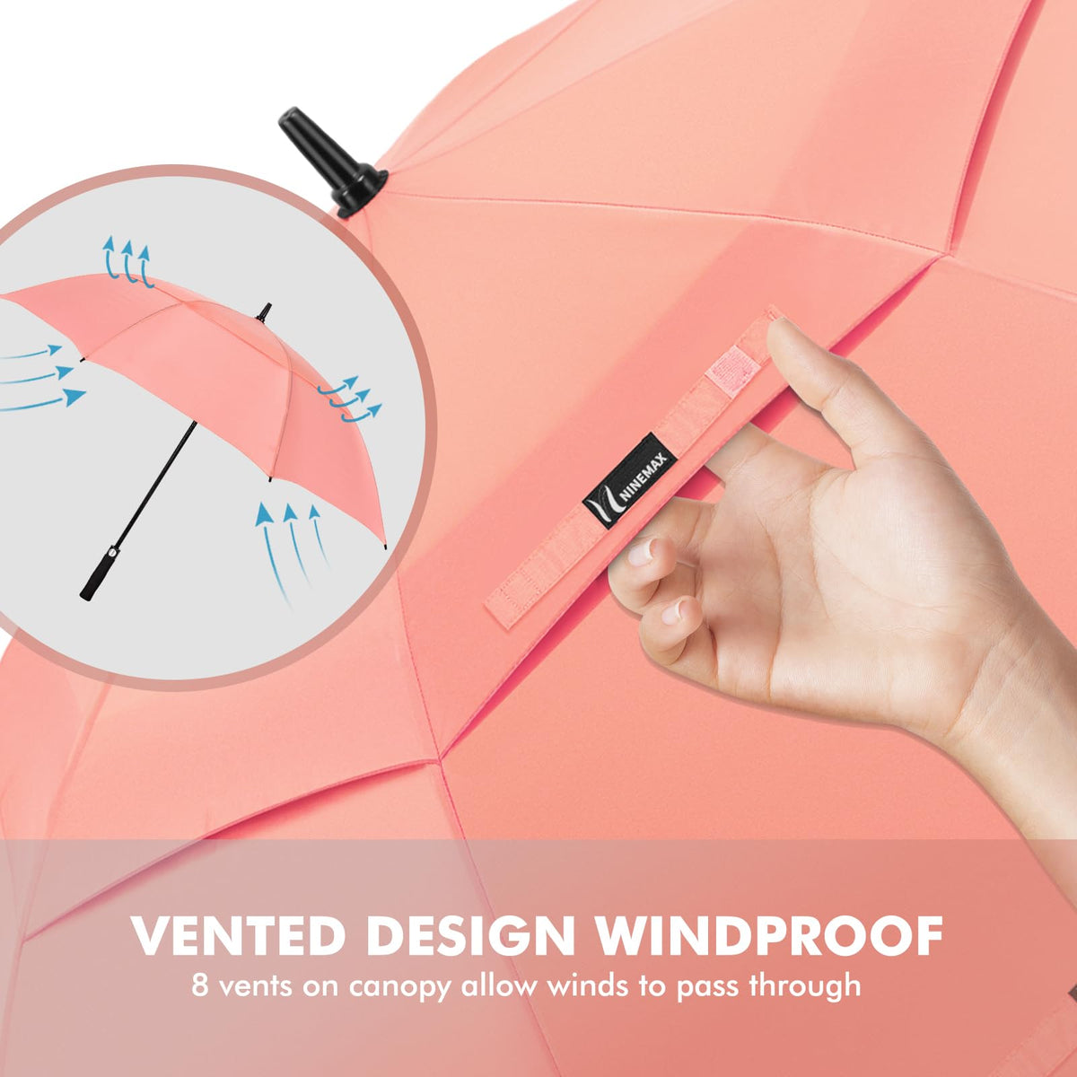 NINEMAX Large Golf Umbrella Windproof Strong 54/62/68 Inch,Extra Big Golf Umbrellas Automatic Open Double Canopy for Gents Women