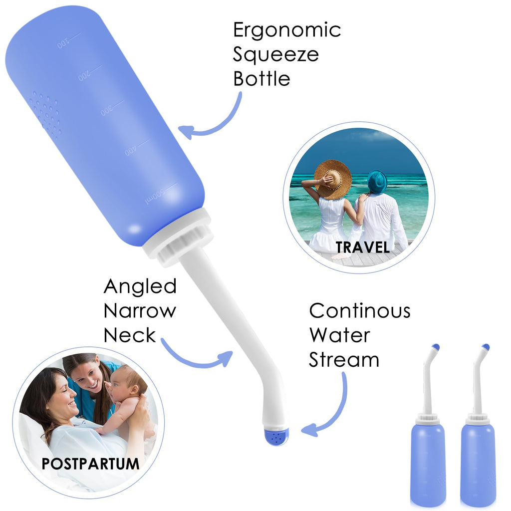 Portable Bidet 2 Pack, RUFCRIL 500ml Peri Bottle Postpartum, Boilable TPE