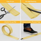 D-Line 6ft Floor Cord Cover, Cable Protector, Hide Extension Cords, Protect Cords, Prevent Cable Trips, Heavy Duty Cord Hider - Cable Cavity = 0.63" (W) x 0.31" (H) - Beige