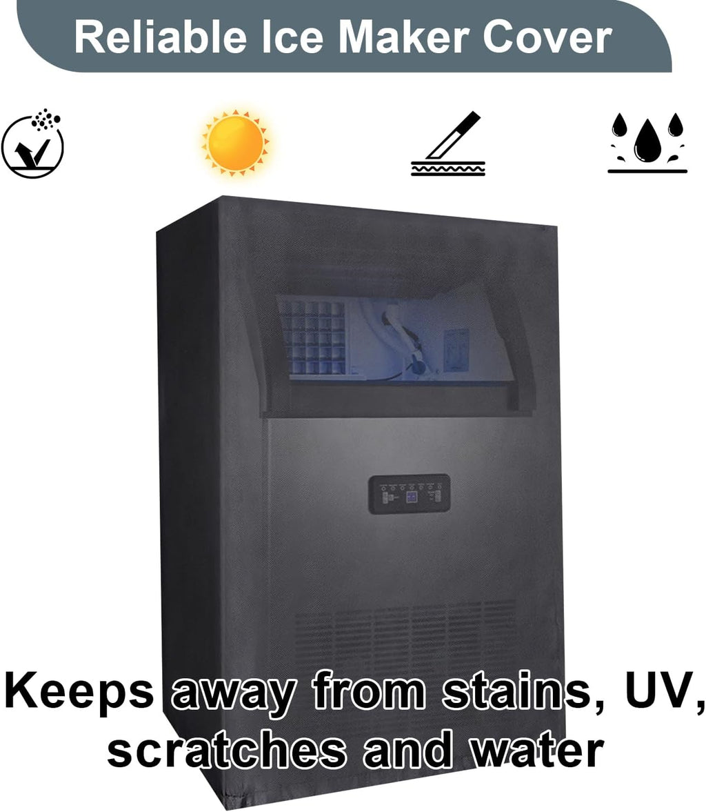 Commercial Ice Maker Cover, Universal Waterproof Shield for Appliances in Home, Garage and Office, Black