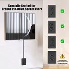 CABOCASA 3FT Flat Plug Extension Cord Power Strip 3 Outlets White Upward