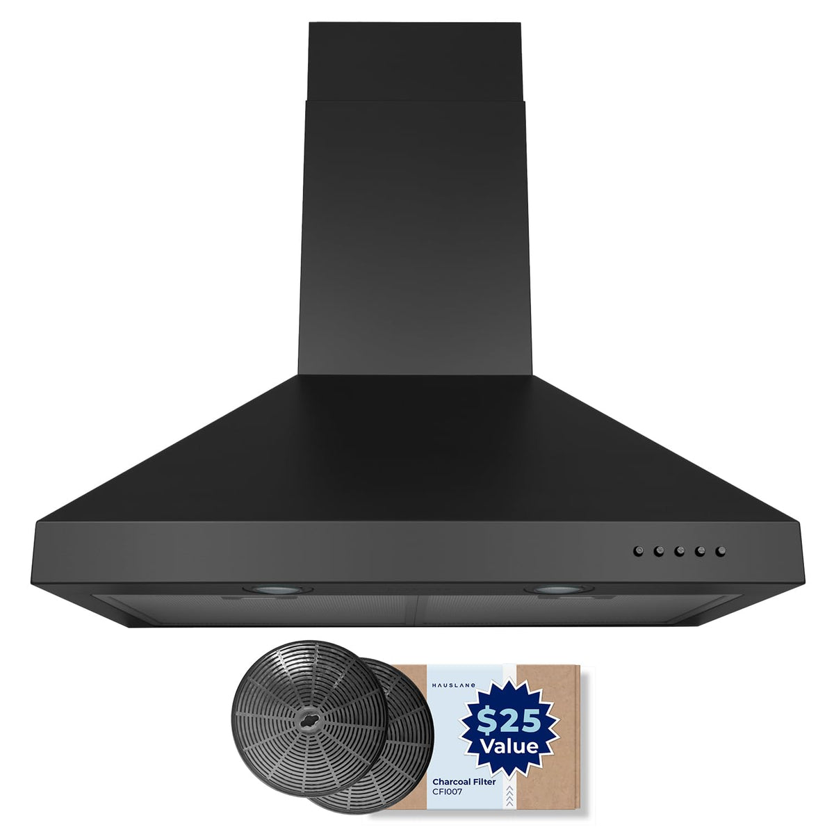 Hauslane Wall Mount Range Hood 30 Inch Convertible 350-750 CFM Low Noise
