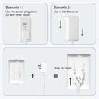 CABOCASA 3FT Flat Plug Extension Cord Power Strip 3 Outlets White Upward