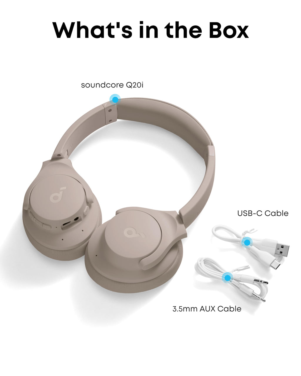 Soundcore by Anker Q20i Headphones with Protective Case, Blue, Bundle