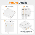 TESSAN Surge Protector Power Strip, 5Ft Flat Plug Extension Cord, Black